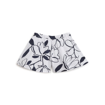 Girls White and Blue Printed Shorts